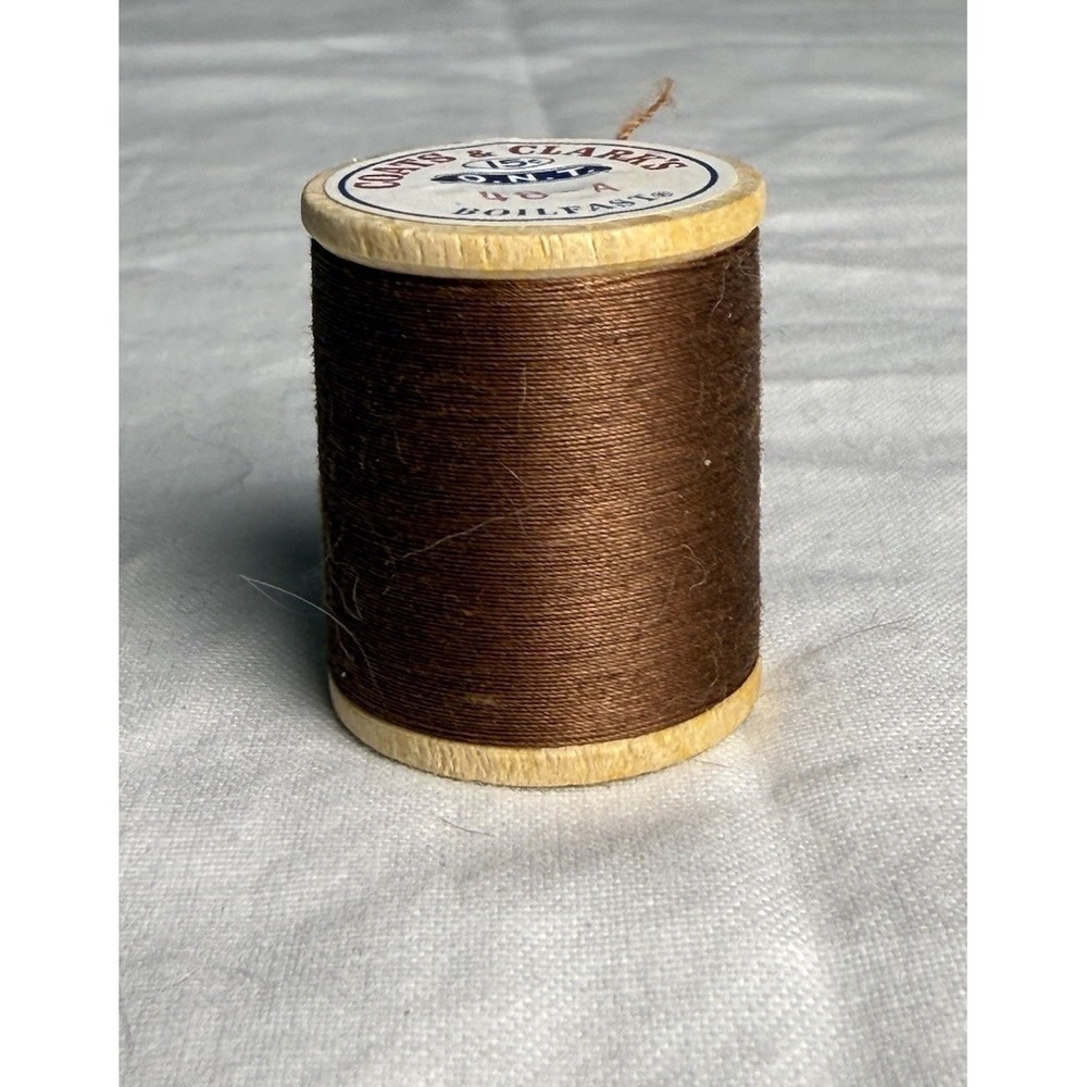 Vintage NEW Coats & Clark's 125 Yards #48 A London Tan Brown Thread Wooden Spool